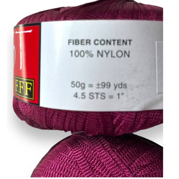 2 Skeins Filati FF MUST Nylon Yarn | #75 Wine  Red-purple *Made in Italy* - Picture 6 of 7